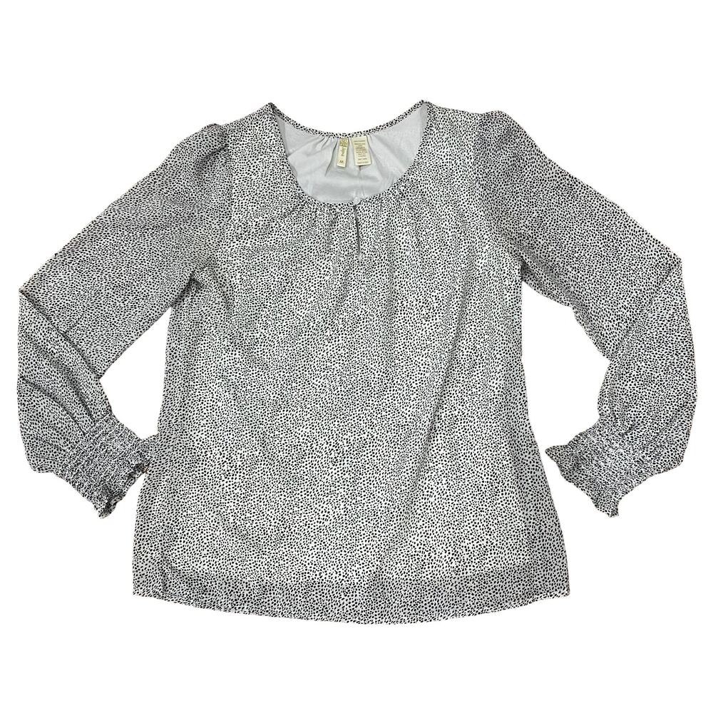 White Polka Dotted Long Sleeve Blouse by Japna